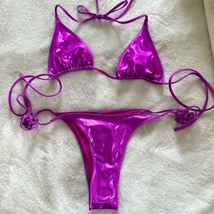 Skims Pink Metallic Bikini set size M